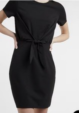 Express Body Black Tie Front T-shirt Women’s Dress Size Large Knot New Midi Med