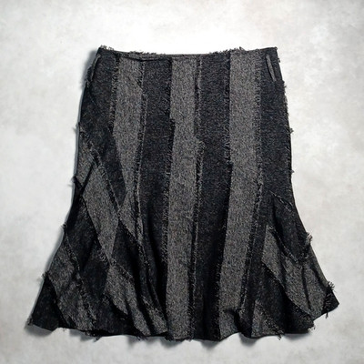 Matalan Soon Freyed Midirock Damen Größe 18 Grau Hippie Grunge Tweed A-Linie Boho