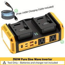 350W Pure Sine Wave Battery Inverter for DeWalt 20V Max 140W PD USB-C Power