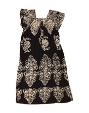 VINTAGE Womens Basic Dress UK 10 Small Black Floral BU08