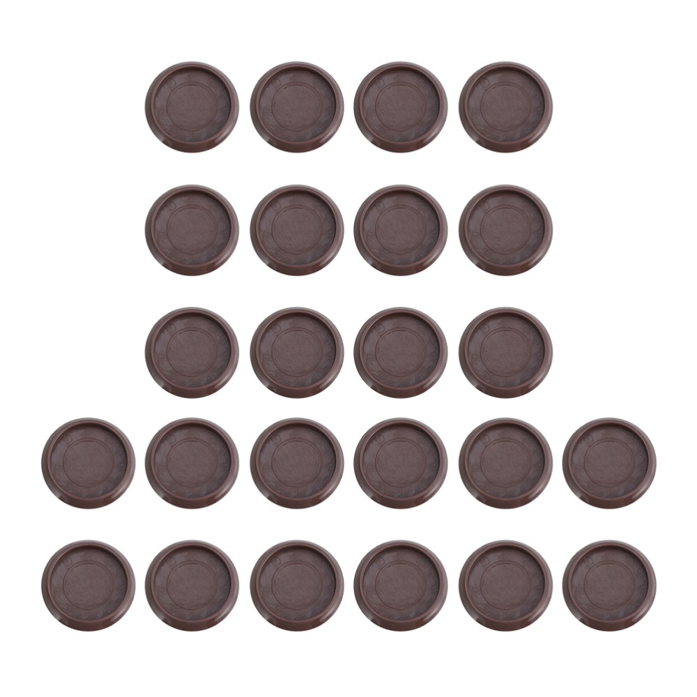 24 Pcs Anti-slip Caster Cup Brown Round Couch Feet Bed Leg Coasters
