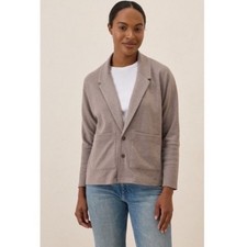 Pact 100% Organic Cotton Button Front Airplane Relaxed Blazer Jacket Large Brown