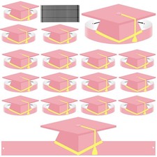 30Pcs Pink Graduation Hats Adjustable Graduation Paper Caps with Elastic String
