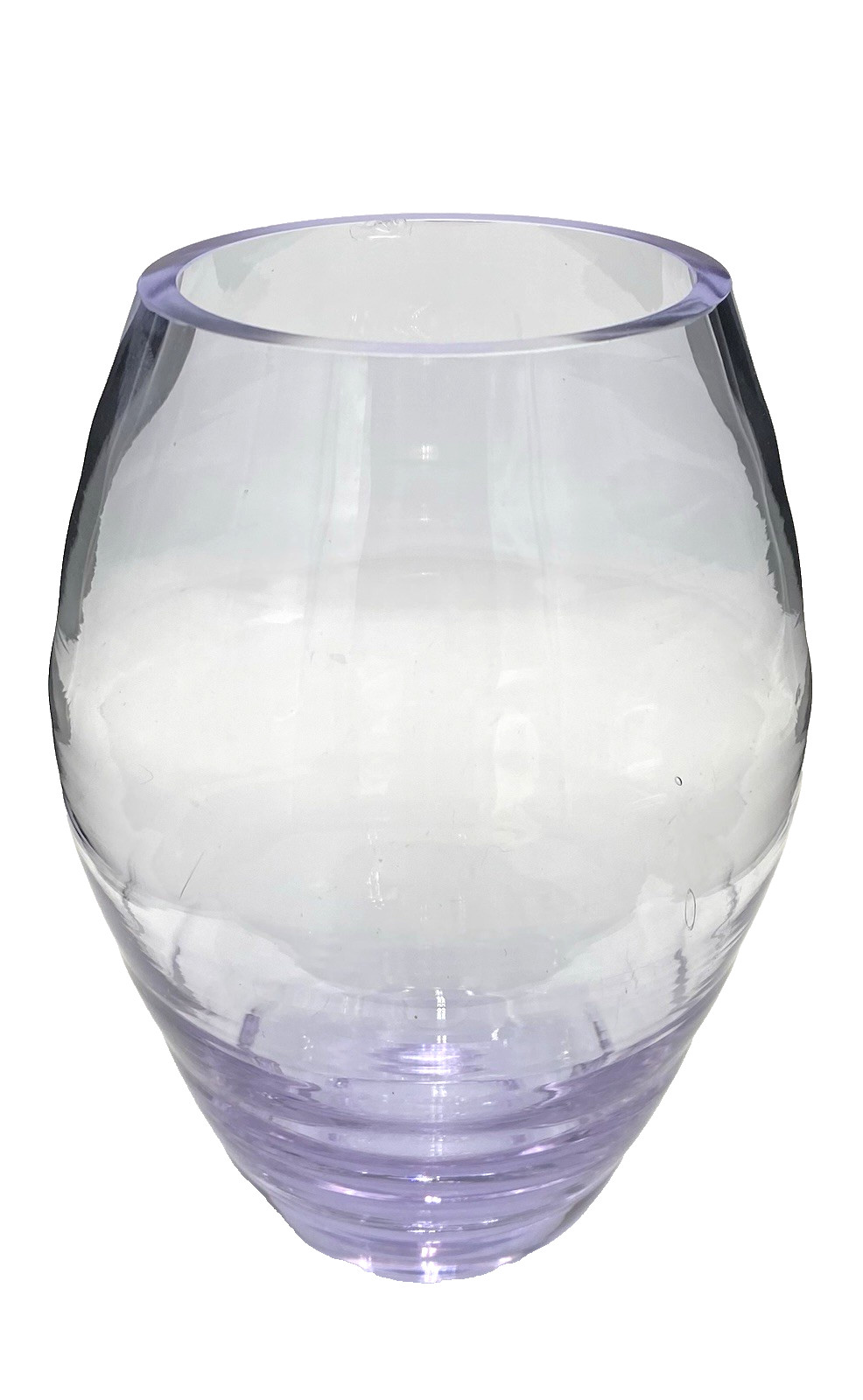 Glass Rib Optic Vase, Lavender Neodymium Alexandrite Glass, Polished Base, 7.25