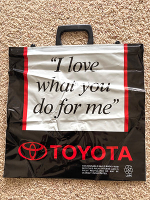 1991  Toyota  Plastic Tote Bag   ''I Love What You Do For Me''   Graphics