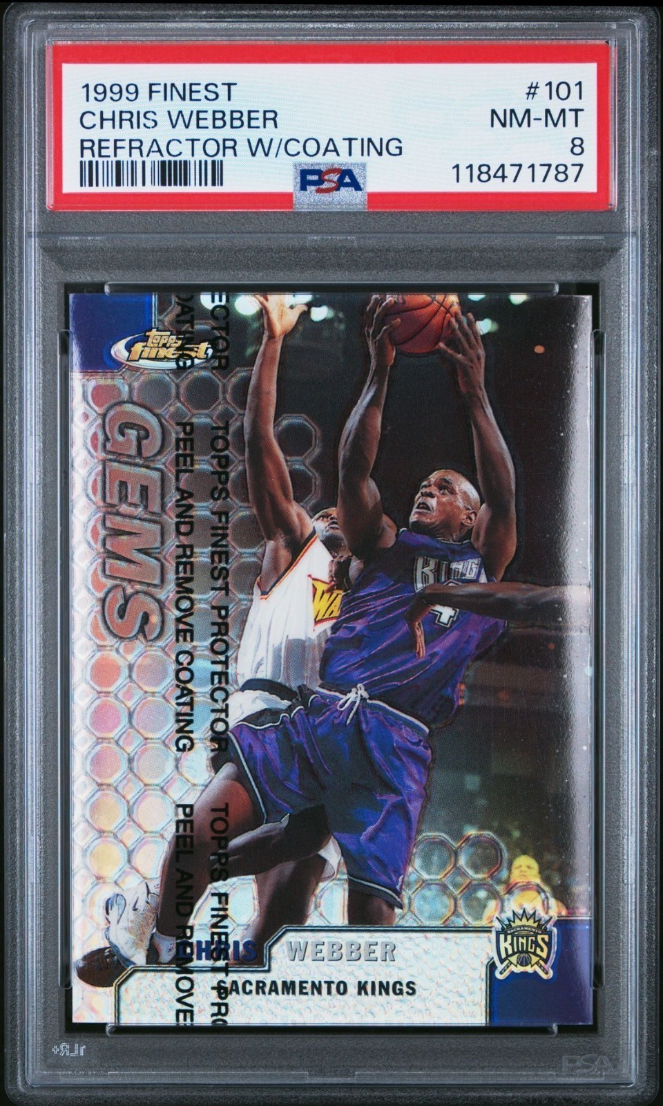 1999 Finest Chris Webber Refractor W/Coating #101 PSA 8 NM-MT