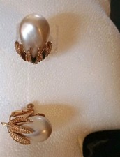 Vendome Faux Baroque Pearl Earrings Gold Tone Pat Pend Vintage Statement Jewelry