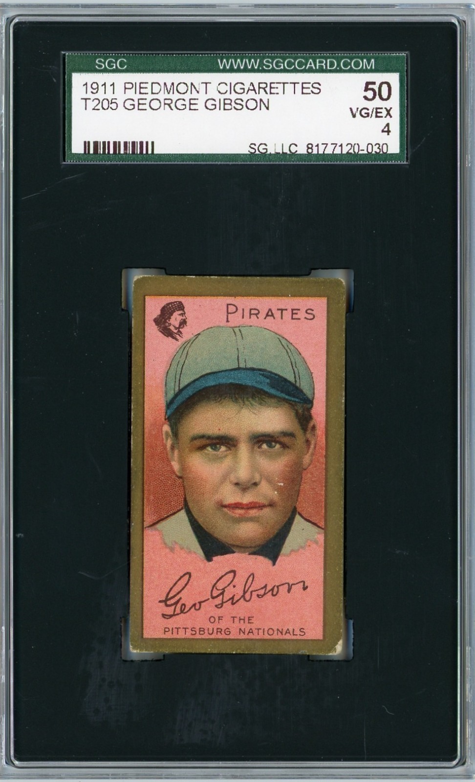 T205 1911 GEORGE GIBSON - PITTSBURG PIRATES - PIEDMONT CIGARETTES - SGC 4