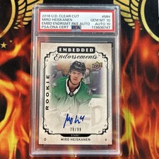 2018-19 Clear Cut Miro Heiskanen Psa 10 Auto 10 Rookie Embedded Endorsements 99