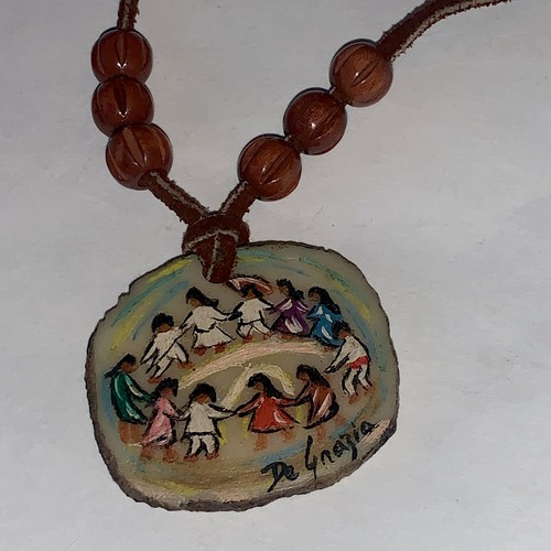 De Grazia Galleries Vintage Hand Painted Pendant Necklace Los Ninos