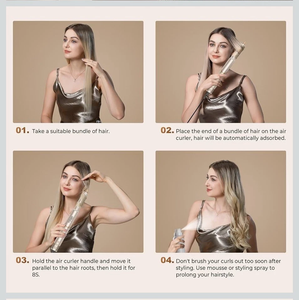 8-in-1 Professional Hot Air Styler&Hair Dryer Brush, Powerful Multi-Styler wi... - Image 2 of 4