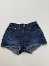 Levi's 501 Shorts Womens 26 Blue Denim High Rise Cutoff Button Fly Raw Hem