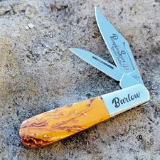 BEAR & SON CUTLERY USA FALL PUMPKIN SPICE MICRO PEARL BABY BARLOW KNIFE