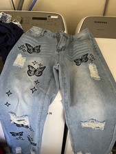 Size Medium Cute Butterfly Ripped Jeans Super Cute Super Comfy