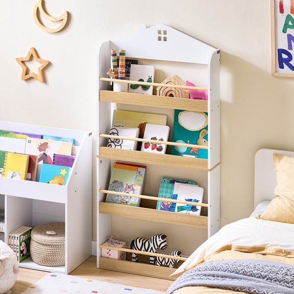 Sobuy BüCherregal Kinder, Kinderregal, Spielzeug Aufbewahrungsregal KMB121-WN-image