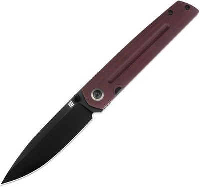 Artisan Sirius S35Vn Red Micarta Linerlock Folding Pocket Knife - 1849P-BDRC