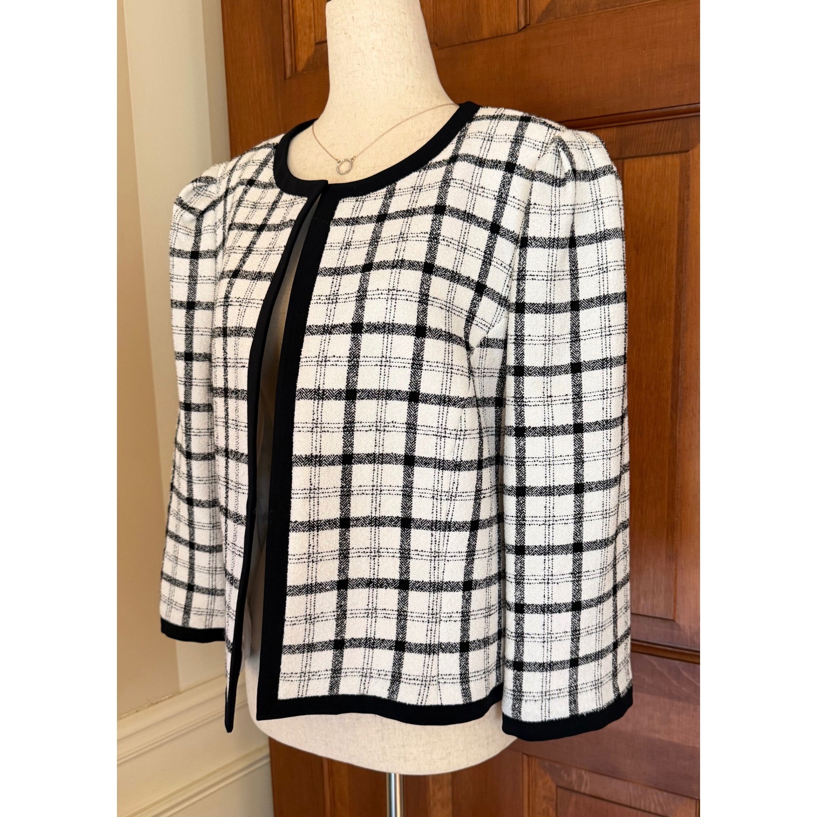 Nine West Open Front Blazer Women's Size 16 Black/White Business Casual Career