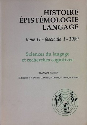 Sciences du language et recherches cognitives Histoire Épistémologie Langage, to