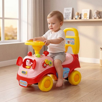 OYAJIA Lauflernhilfe Rutschauto Roller Rot Und Blau Mit Musik Tragkraft 25 kg