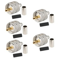 Whisary UHF Male PL259 Plug Crimp 5 piece male for LMR240, nickel