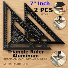 2 PCS 7" Aluminum Carpenter Roofing Rafter Joiner Angle Square Triangle Ruler UK