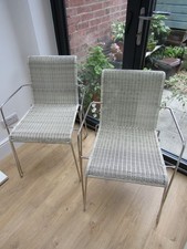 2 Bau Tangiers Cream Stone Mix Rattan & Stainless Steel Chairs