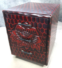 Cassettiera giapponese Kamakura legno intagliato Kohikidashi 3 cassetti H8,3xL7,1xP8,3 pollici