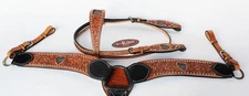 Show Tack Bridle Horse Western Leather Rodeo Headstall Breast Collar 8583