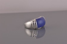 Sterling Silver 11mm Curved Purple Amethyst Collared Band Ring 925 Sz: 6