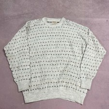 Vintage Abstract Knitted Jumper Patterned Grandad Chunky Knit Sweater Men's Xl