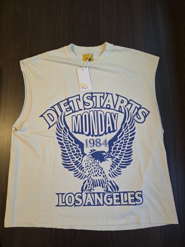 Diet Starts Monday Los Angeles 1984 Cream/Blue Cutt-Off Tee Size XLarge