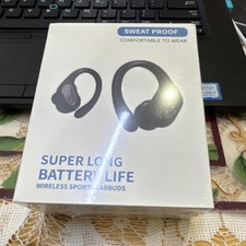 Wireless Bluetooth Ear-hook Sports Earbuds Sweat-Proof Double Black