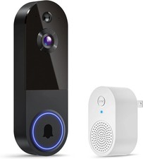 Wireless Video Doorbell Camera with Receiver, AI Human Detection, 2-Way Talk, Ni