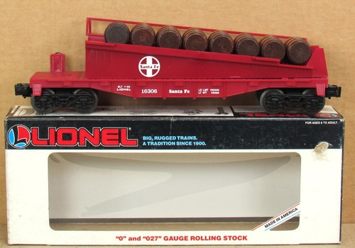 Coche rampa de barril Lionel 16306 Santa Fe con (8) barriles de madera calibre O Nuevo de Lote Antiguo | Condition: New