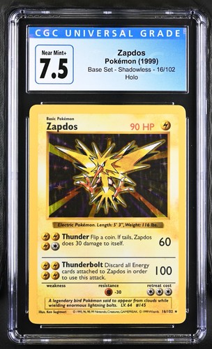 Zapdos (Shadowless) graded CGC 7.5 for sale on eBay