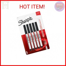 Sharpie Permanent Markers, Ultra Fine Point, Black, 5 Count - Home, School, Offi