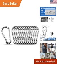Small Carabiner Clip Hooks, 10pcs 2.36 inch Carabiners Heavy Duty, 304 Stainl...