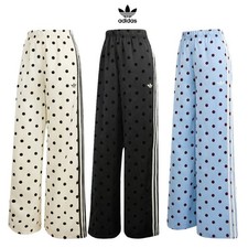 Adidas Originals Women's Satin Polka Dot Wide Leg Pants, Asia Fit Casual Trouser