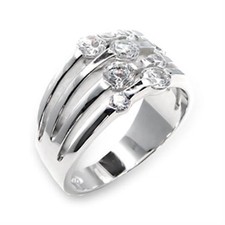 Women's Ring, Clear CZ, Sterling Silver, Cluster, Sparkling, Bold, Elegant