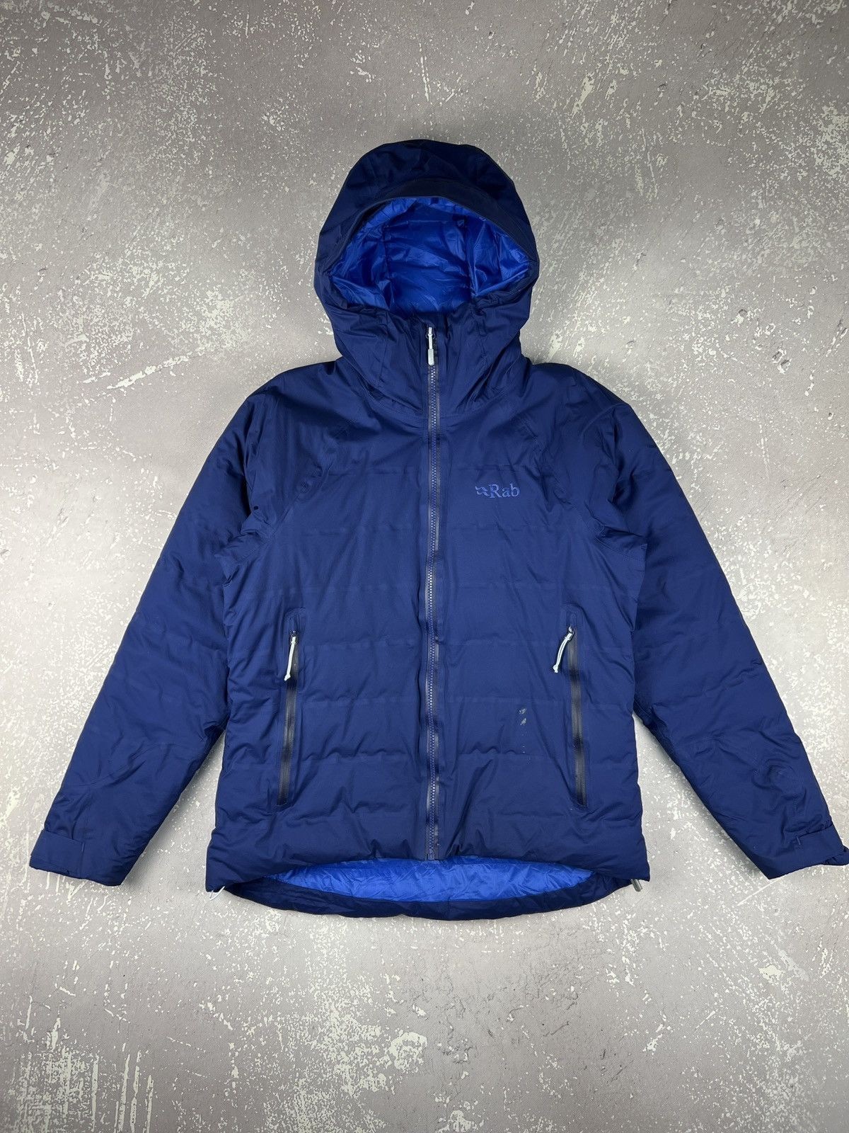 Rab Valiance Jacket Down Puffer Pertex Shield NIKWAX Waterproof Womens M Blue