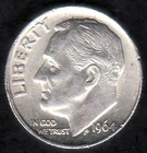 US 1964 About Uncirculated Roosevelt Silver Dime Beautiful Natural Toning KM 195