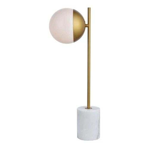Living District Eclipse 1-Light Metal Table Lamp in Brass and Frosted White - Picture 1 of 3