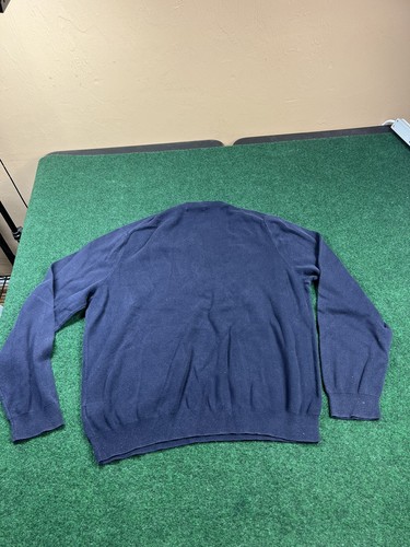 Polo Ralph Lauren Sweater Fits Larg V-Neck Pima Cotton Navy Pullover Lightweight - Picture 4 of 7