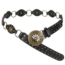 Western Concho Rivet Belt for Women Leather Belt Western Waist Belt for Skirts