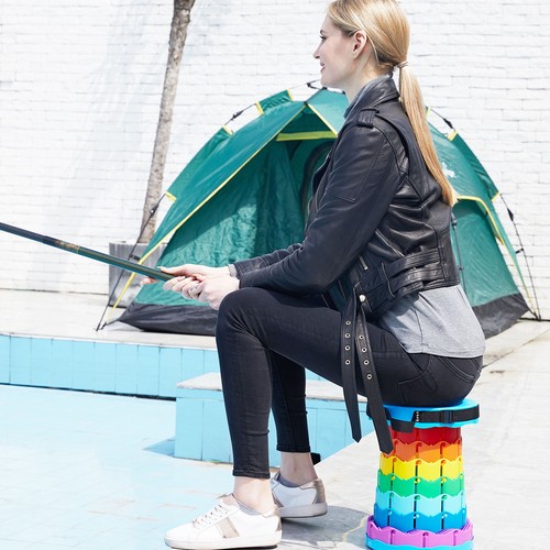 2 Stück verbesserter tragbarer zusammenklappbarer Teleskophocker, stabiler faltbarer Hocker mit  - Bild 8 von 12