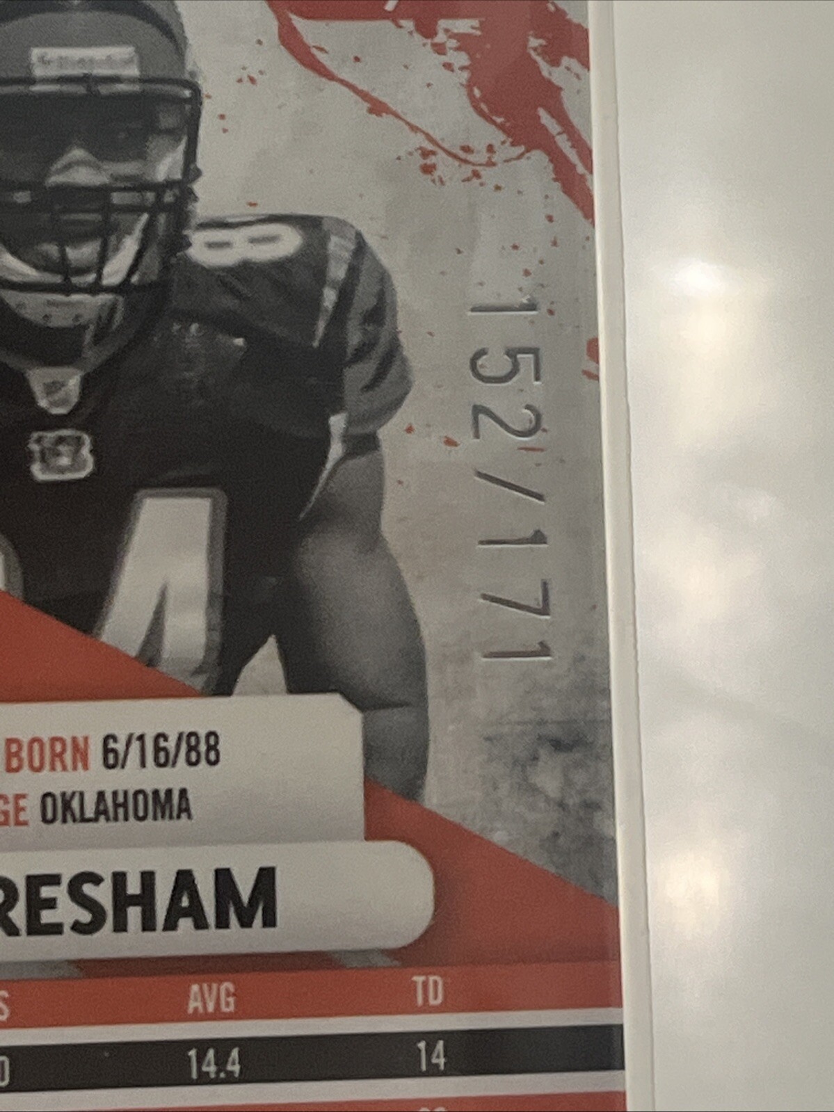 2010 Panini Jermaine Gresham RPA Rookie Patch Auto 152/171 Cincinnati Bengals view 3