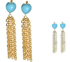 6 PC Lot Boucles Coeur Turquoise Gland Pendantes Blanc or Jaune Chaîne Drop Neuf