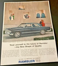 1963 Rambler Ambassador V-8 990 Sedan - Vintage Original Color Print Ad Wall Art