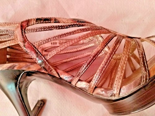 Women 4 1/4 inch Stiletto Peep Toe Platform shoes lacy mix color Sz 6 1/2 zipper - Picture 4 of 12