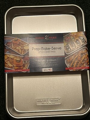 Nordic Ware Naturals Uncoated Aluminum 1/6 Sheet Pan Baking Sheets Pack  8
